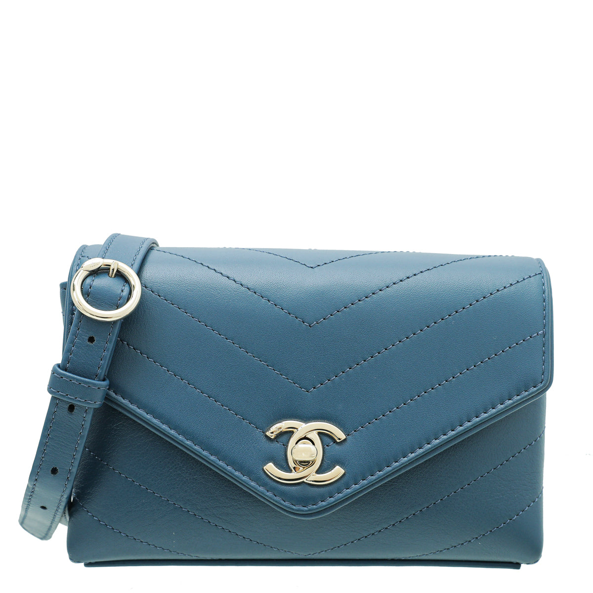 Chanel Blue Chevron Coco Waist Bag