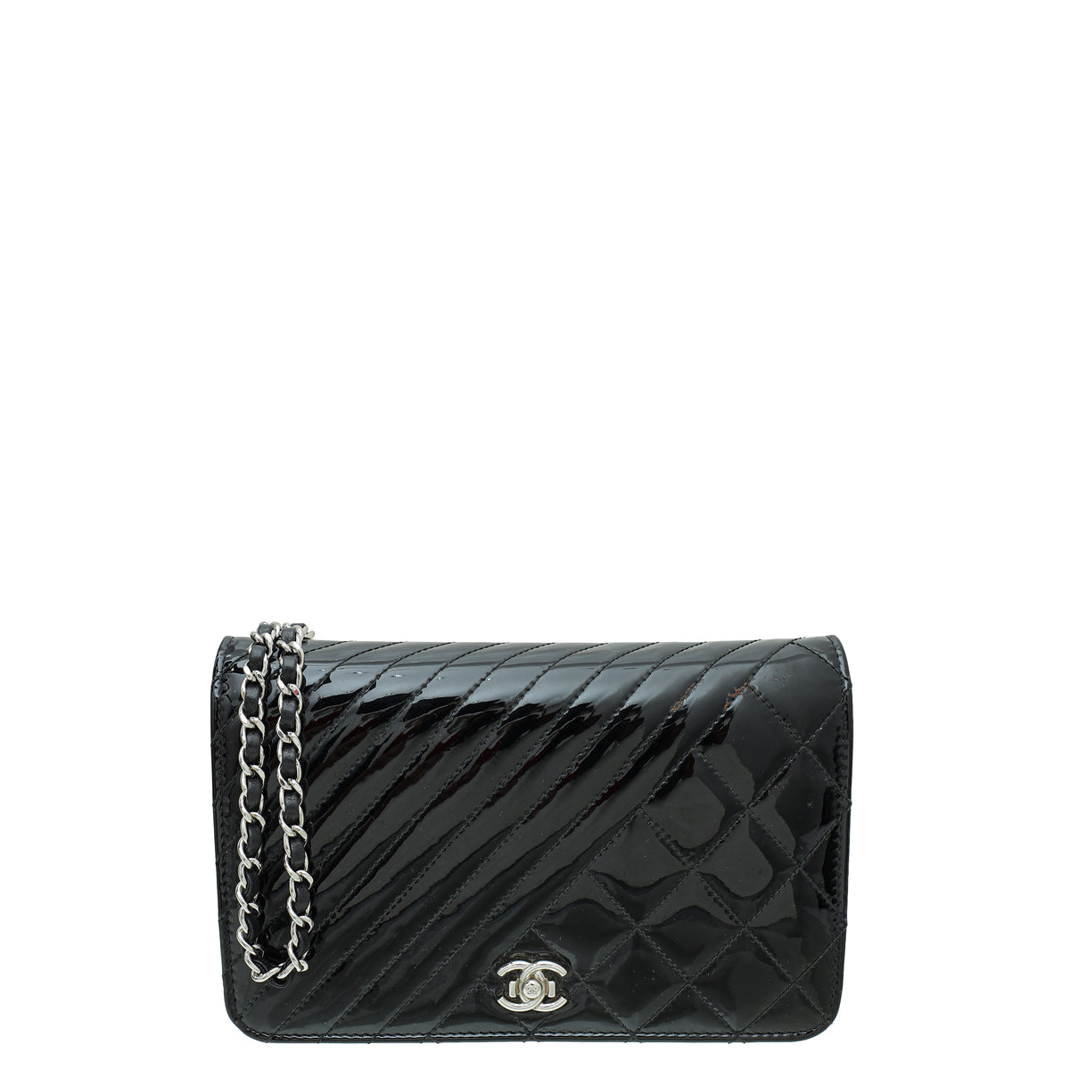 Chanel Black CC Diagonal Wallet On Chain