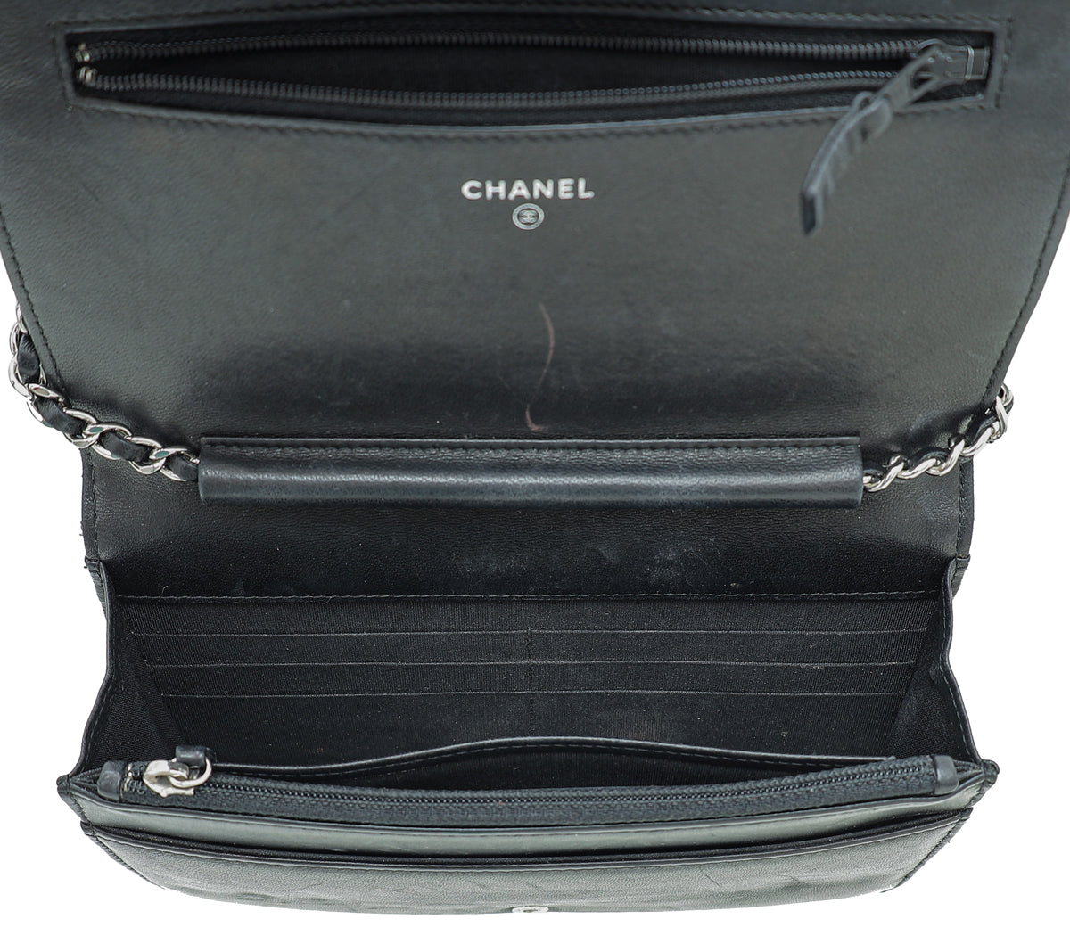 Chanel Black CC Diagonal Wallet On Chain