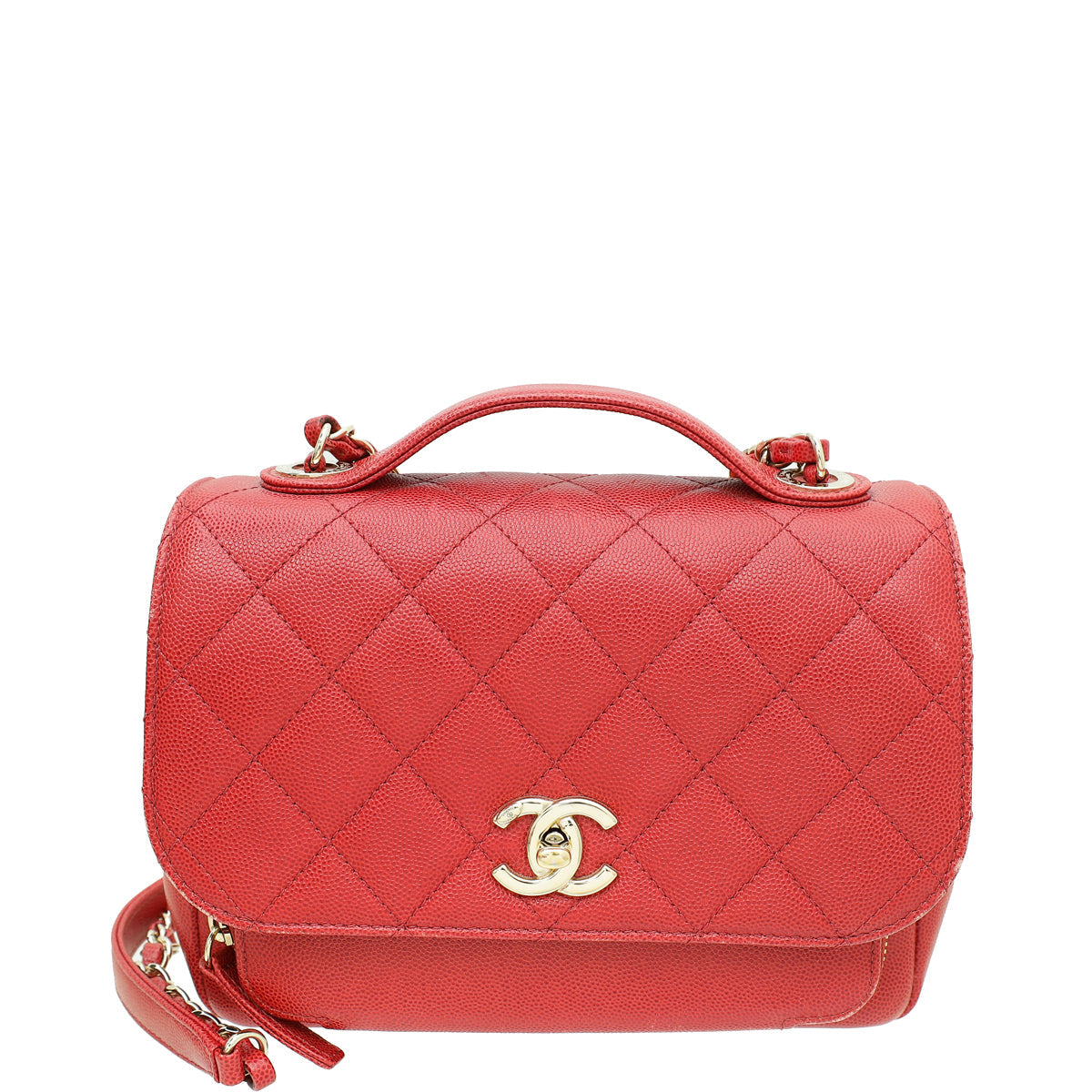 Chanel Red CC Business Affinity Small Top Handle Bag