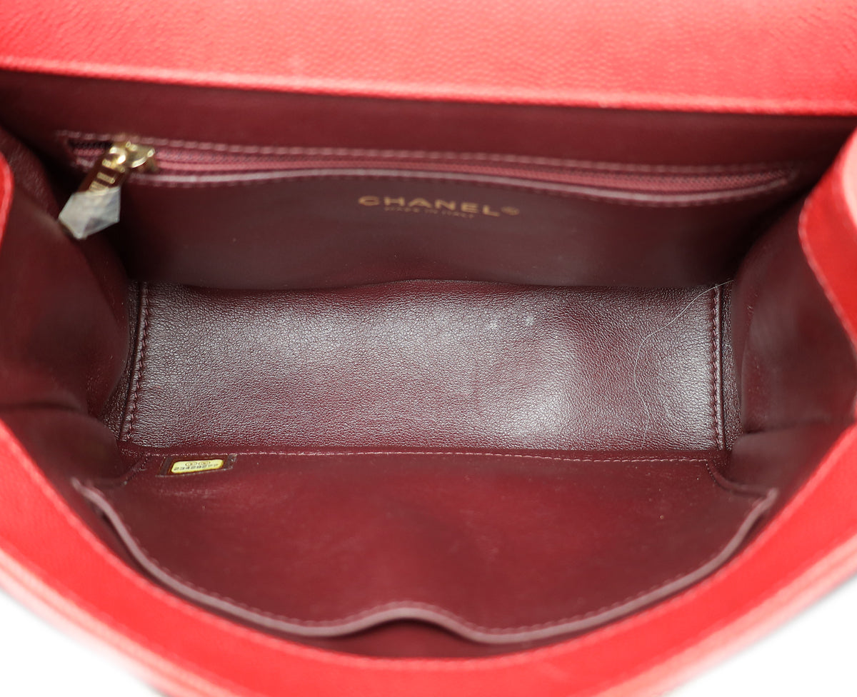 Chanel Red CC Business Affinity Small Top Handle Bag