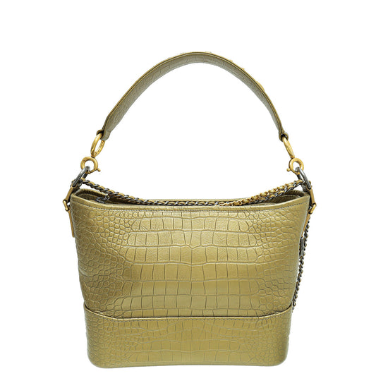 Chanel Metallic Gold Crocodile Embossed Gabrielle Medium Bag