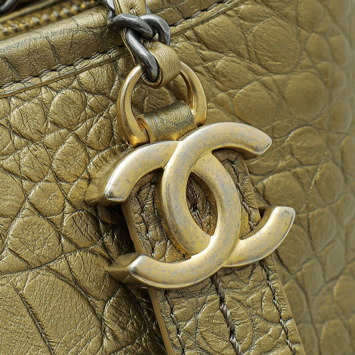 Chanel Metallic Gold Crocodile Embossed Gabrielle Medium Bag