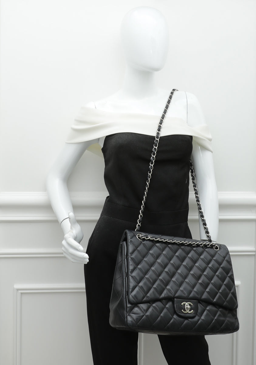 Chanel Black CC Classic Single Flap Maxi Bag