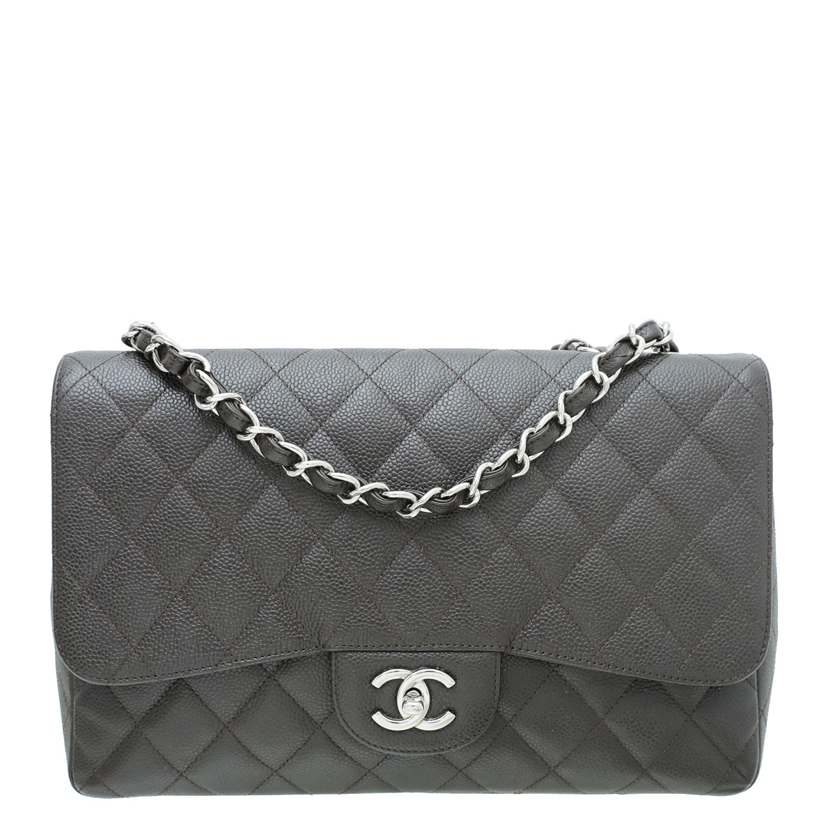 Chanel Chocolate CC Classic Single Flap Jumbo Bag