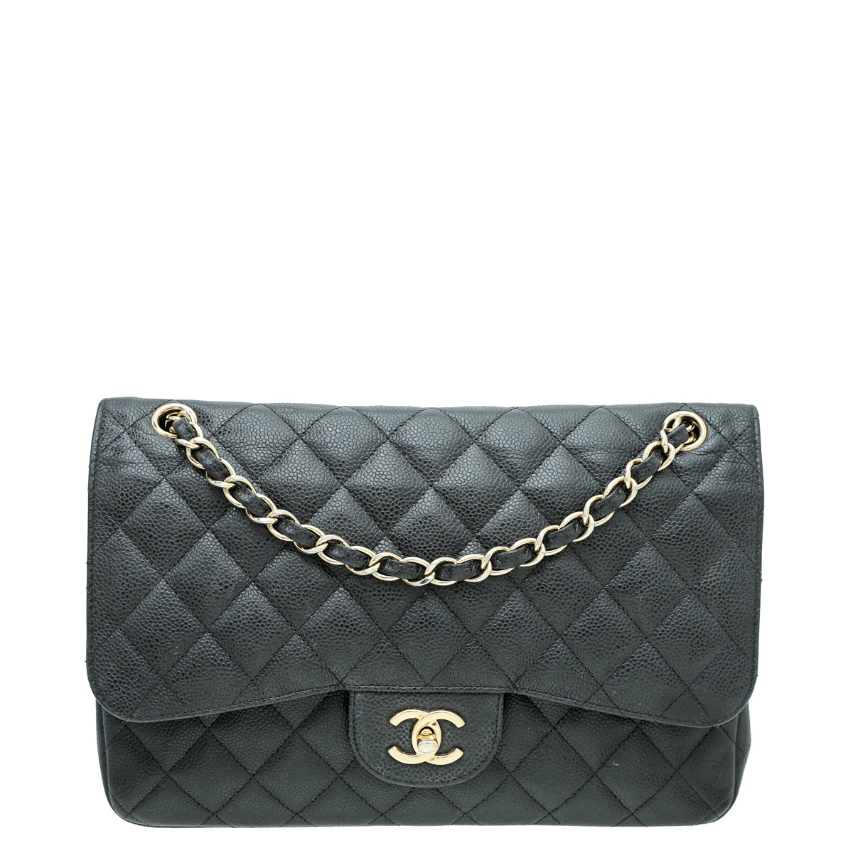 Chanel Black CC Classic Double Flap Jumbo Bag