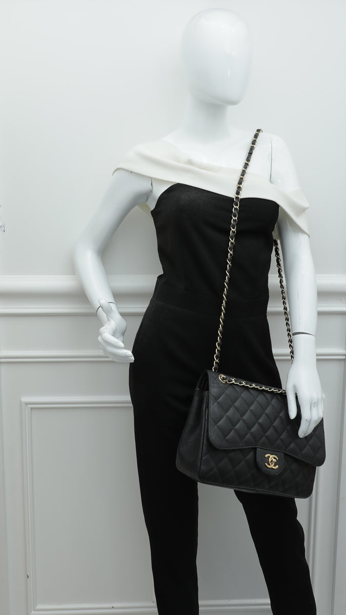 Chanel Black CC Classic Double Flap Jumbo Bag