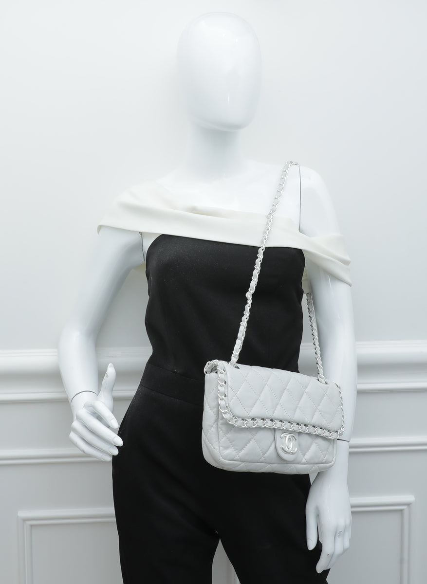 Chanel Light Gray Pear CC Chain Me Timeless Flap Bag