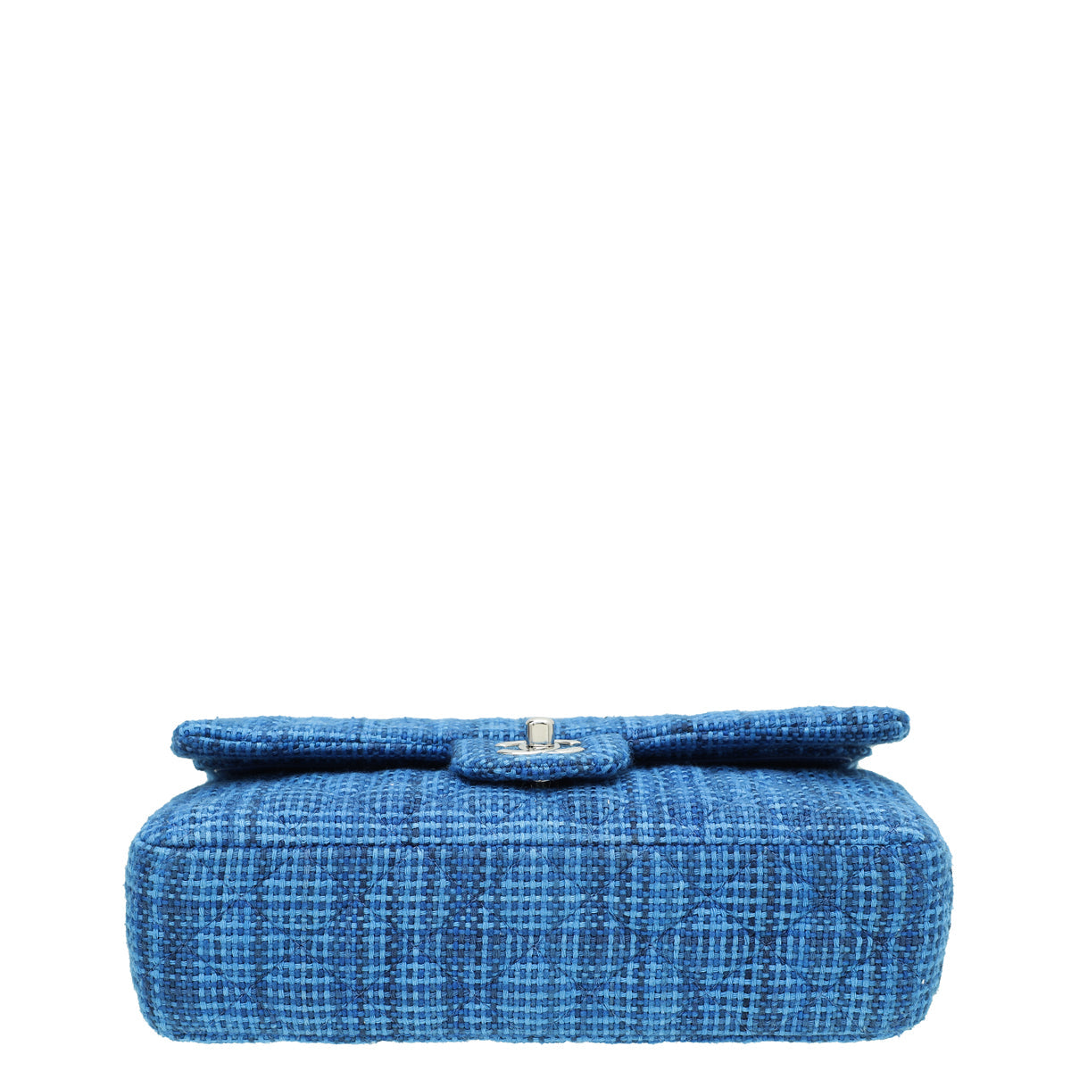 Chanel Blue Tweed Classic Double Flap Medium Bag