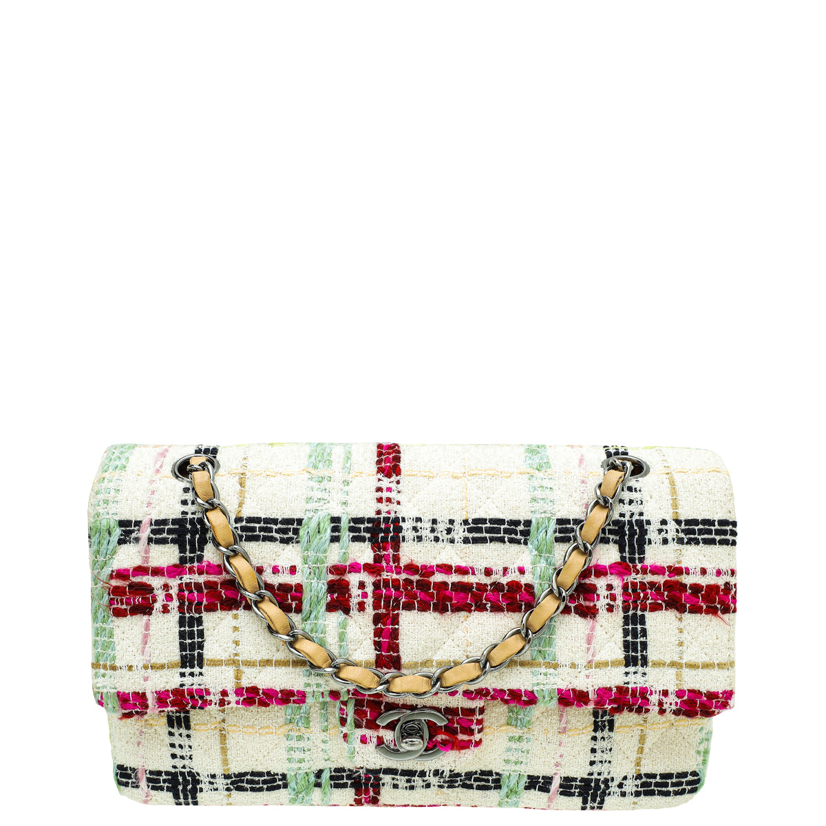 Chanel Multicolor Tweed Classic Double Flap Medium Bag