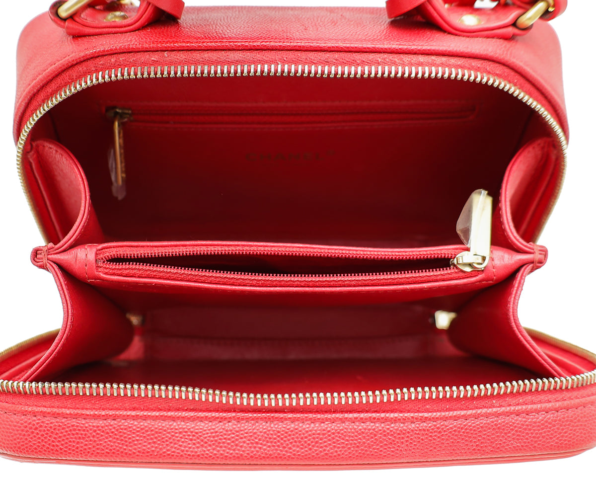 Chanel Red CC Filigree Small Vanity Case