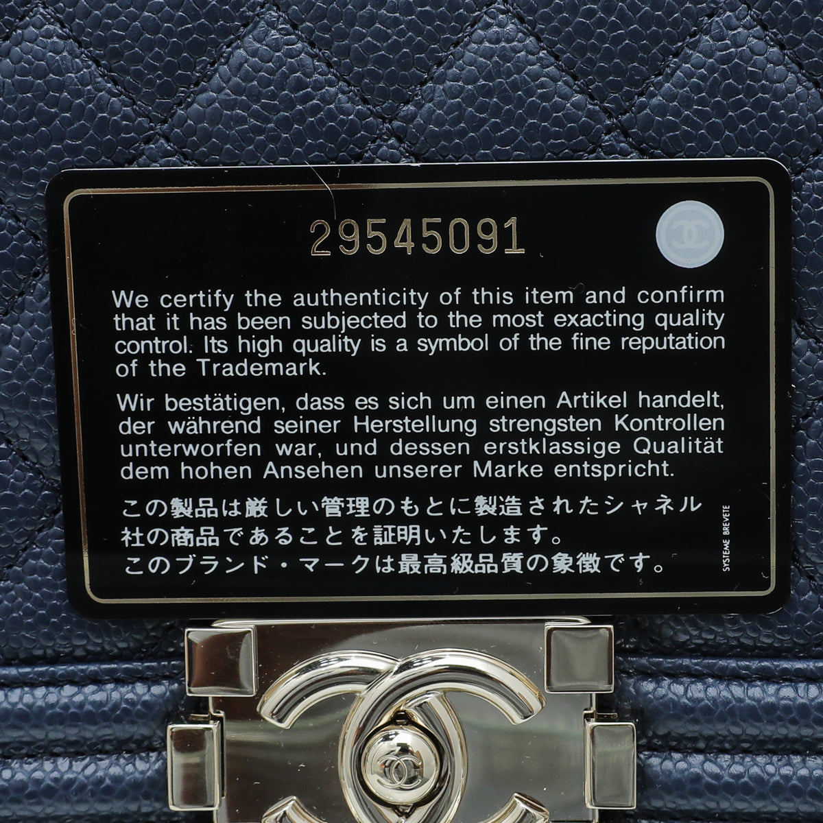 Chanel Navy Blue Le Boy Medium Bag