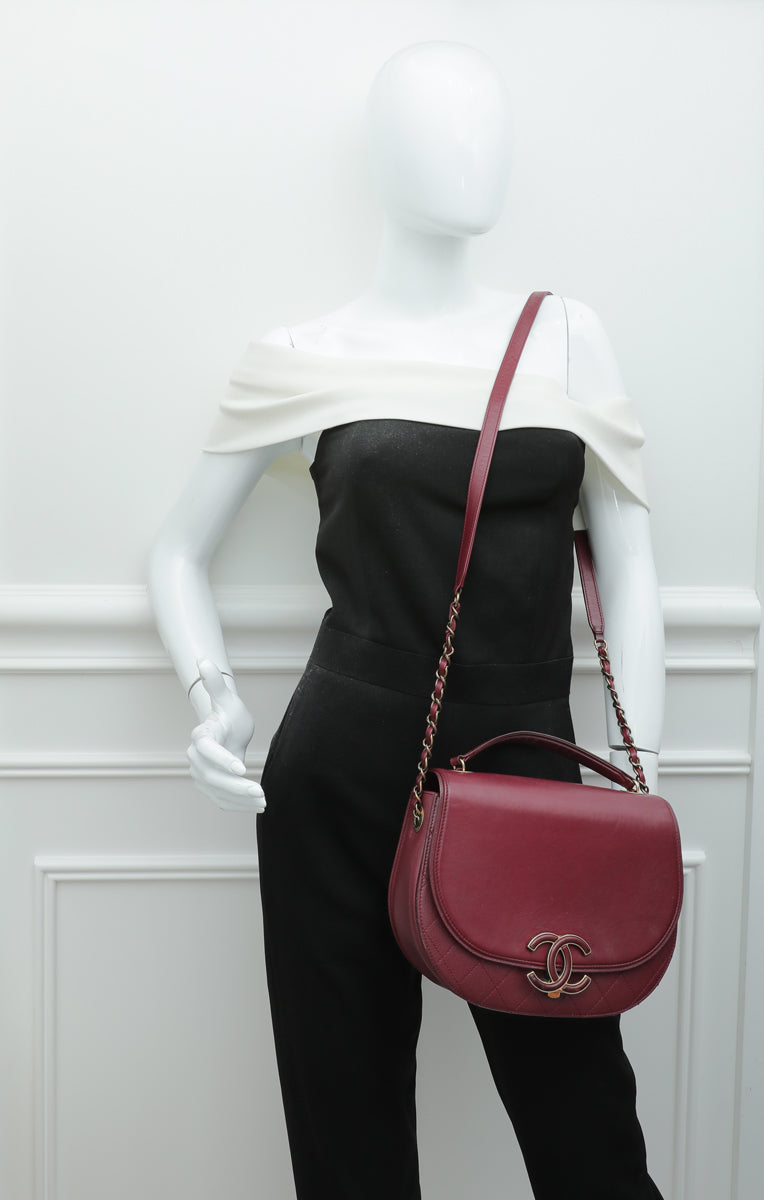 Chanel Burgundy CC Coco Curve Flap Bag