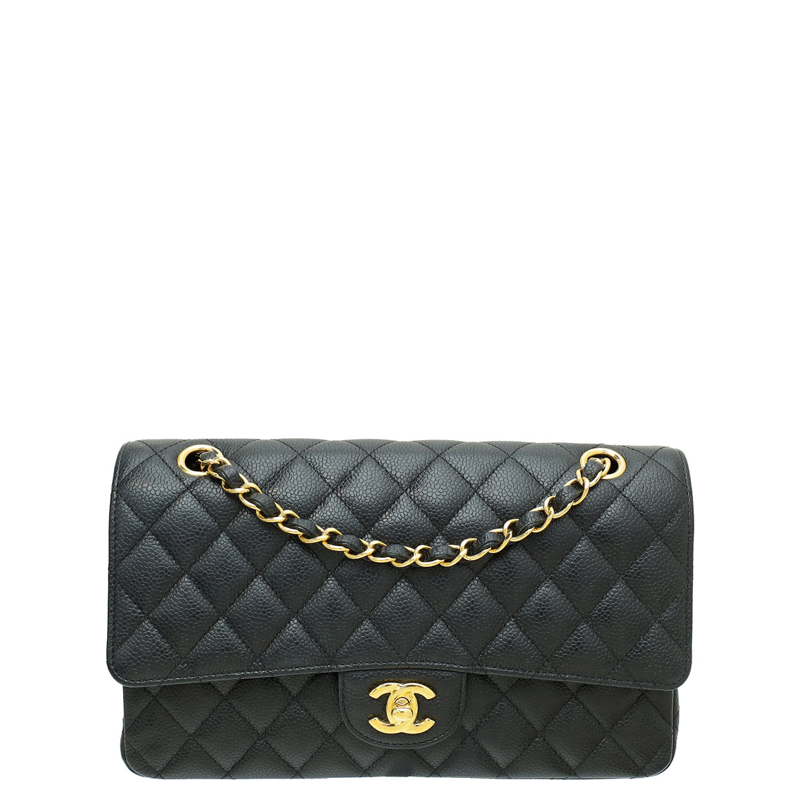 Chanel Black CC Classic Double Flap Medium Bag