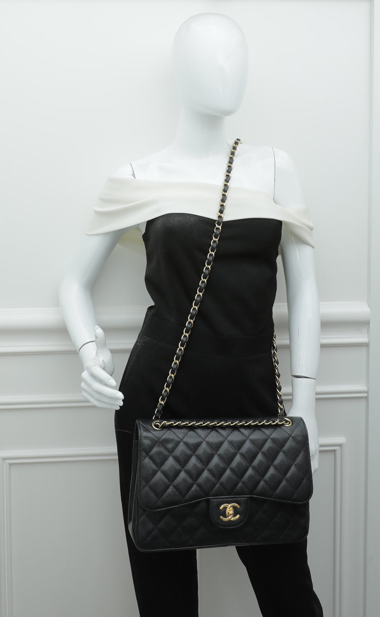 Chanel Black Classic Double Flap Jumbo Bag