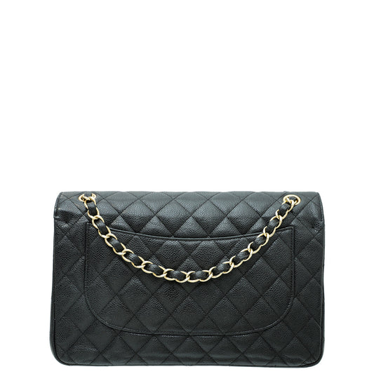 Chanel Black Classic Double Flap Jumbo Bag