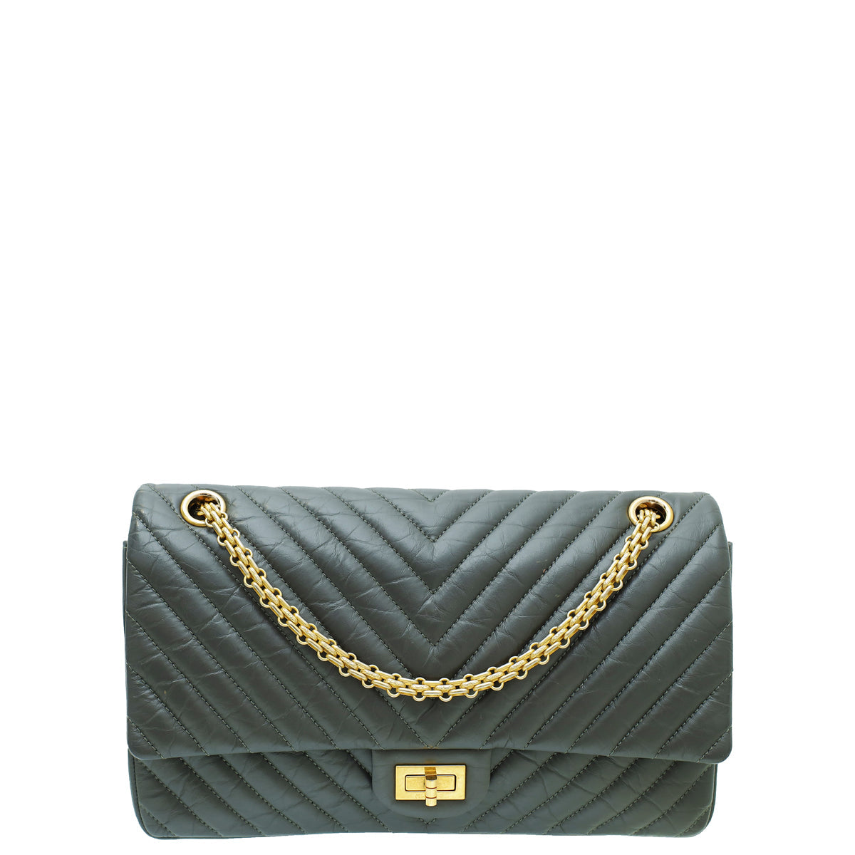 Chanel Dark Grey Aged 2.55 Reissue Chevron 226 Double Flap Bag