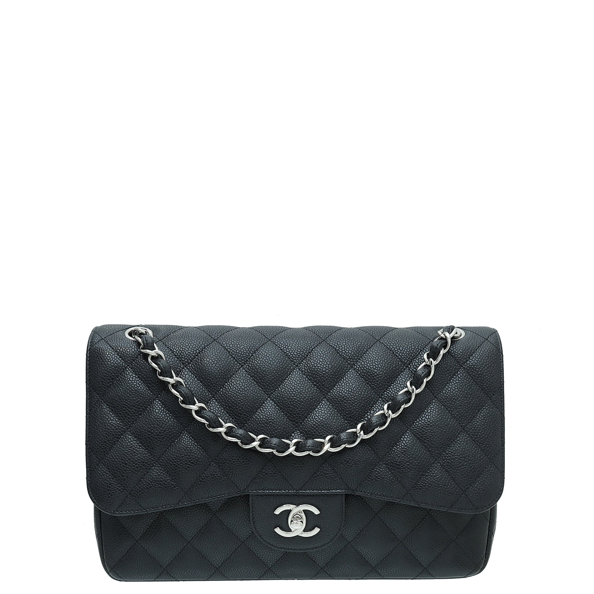 Chanel Black CC Classic Double Flap Jumbo Bag