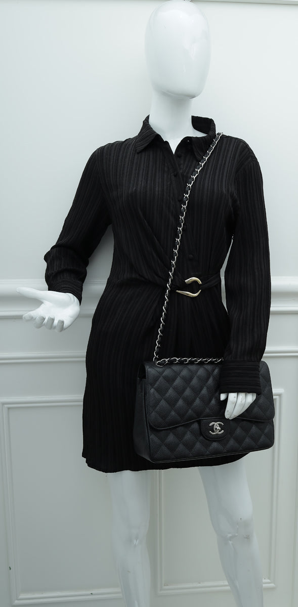 Chanel Black CC Classic Double Flap Jumbo Bag