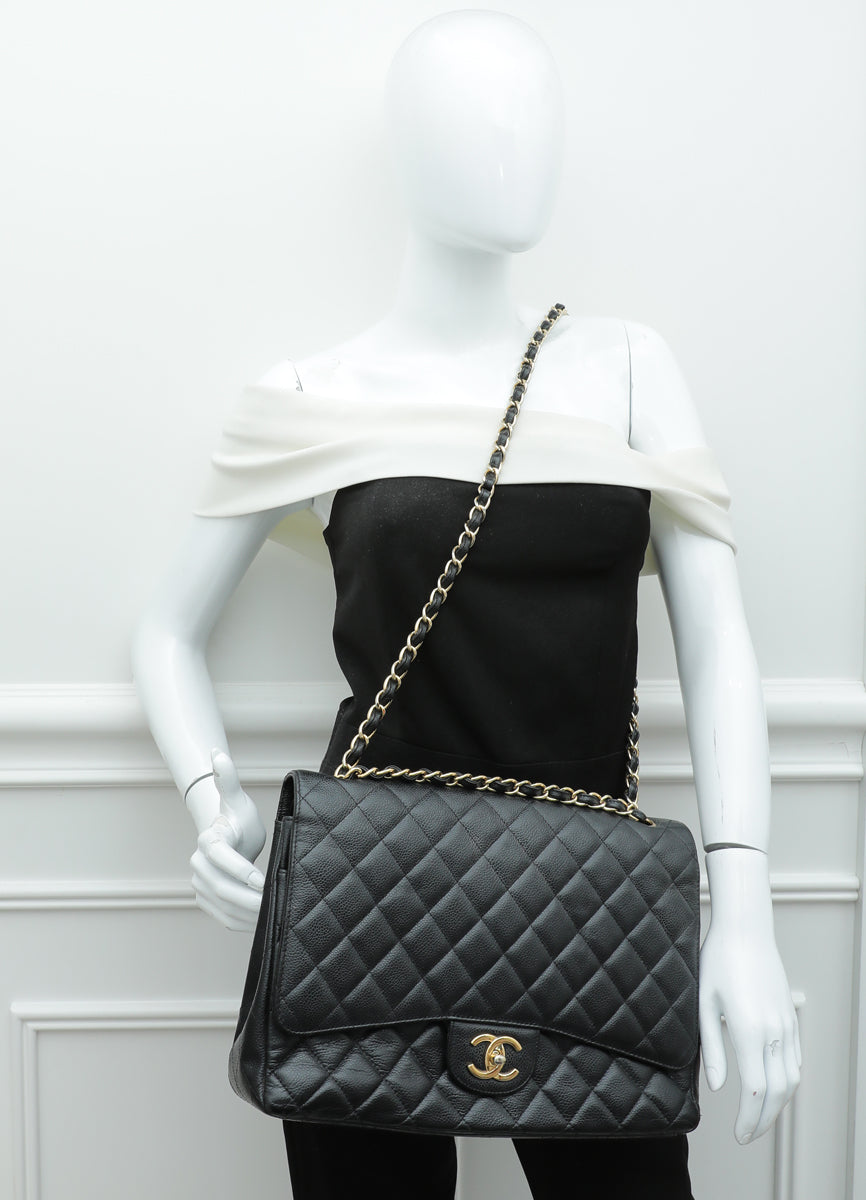 Chanel Black CC Classic Double Flap Maxi Bag