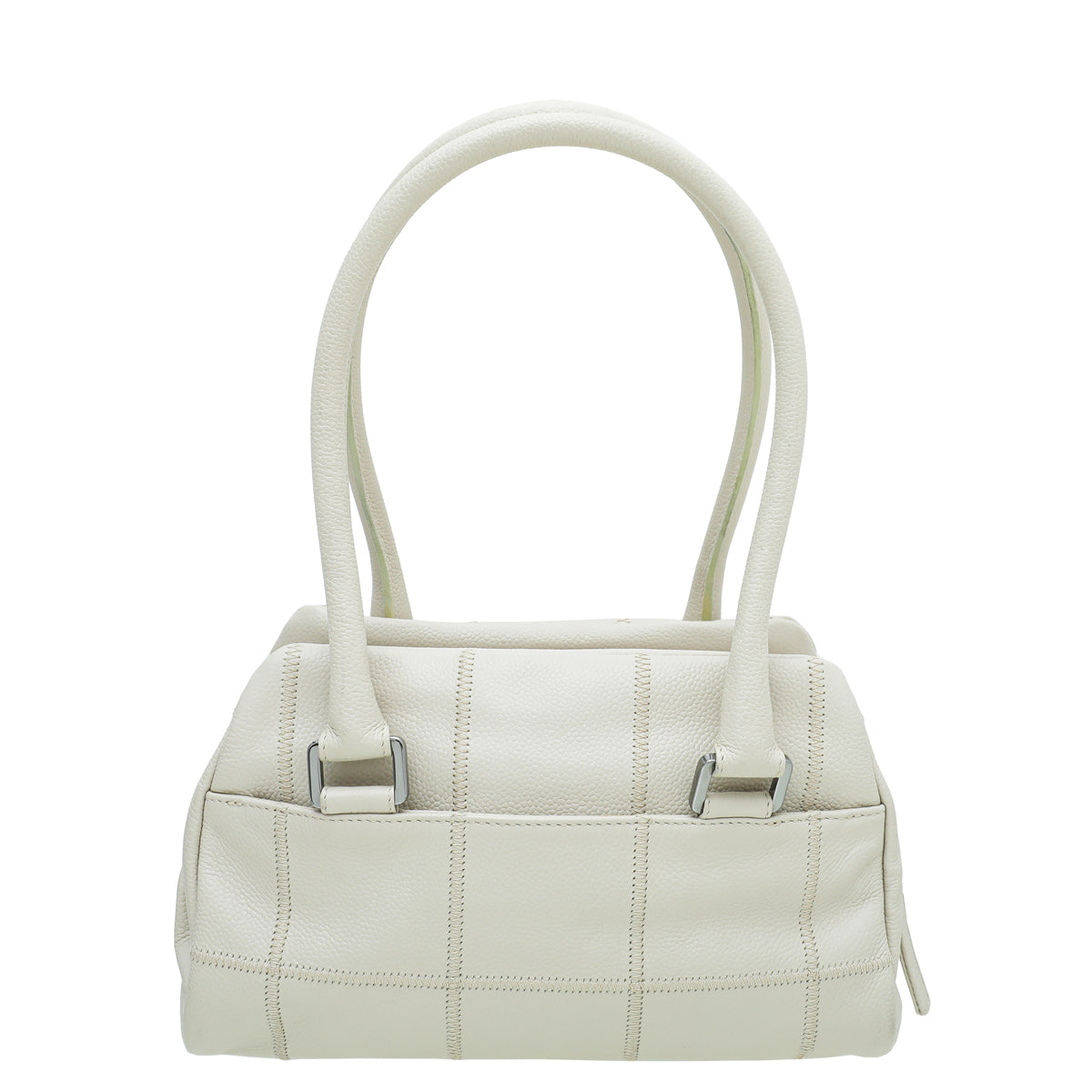 Chanel Ivory Square Quilt Lax Bowling Bag