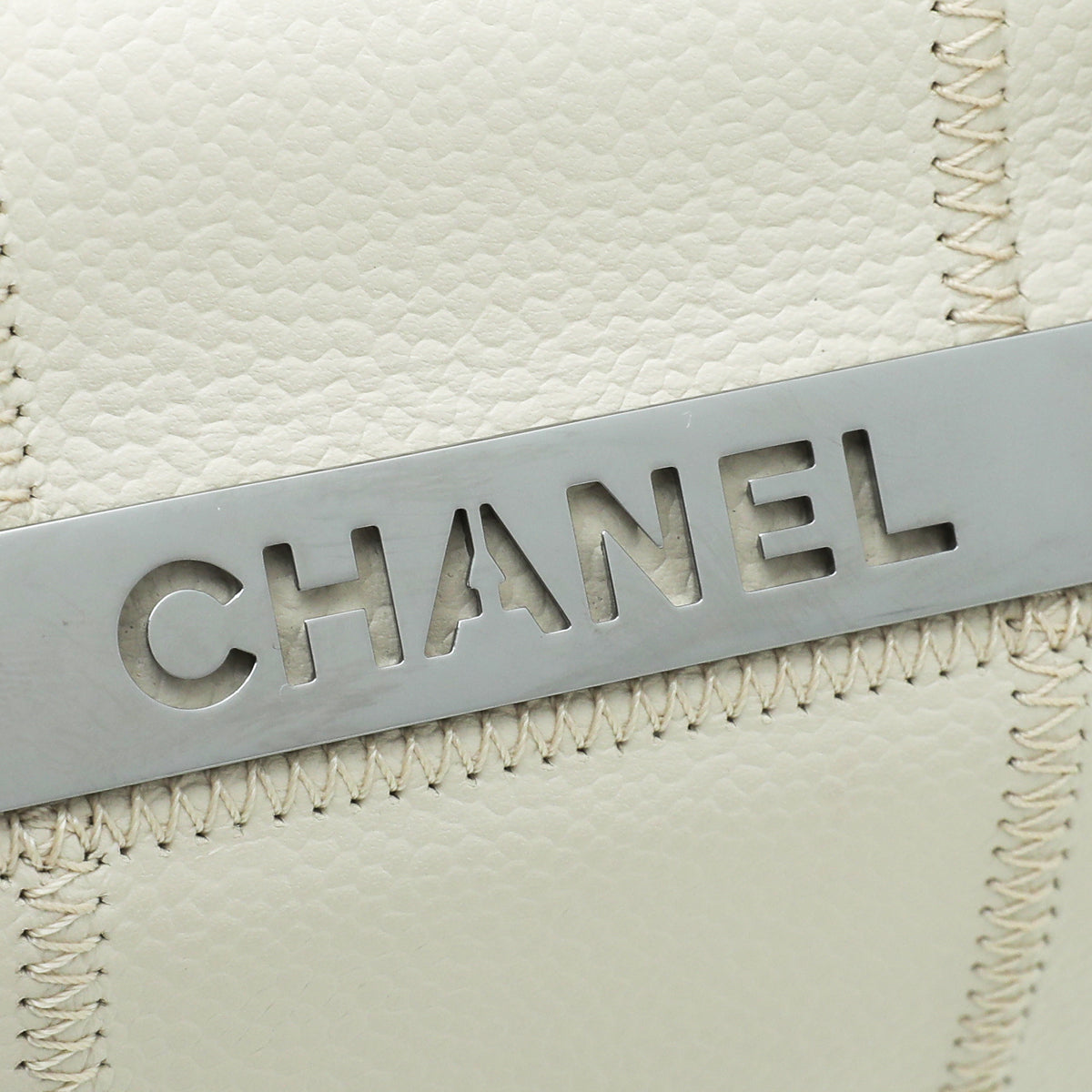 Chanel Ivory Square Quilt Lax Bowling Bag