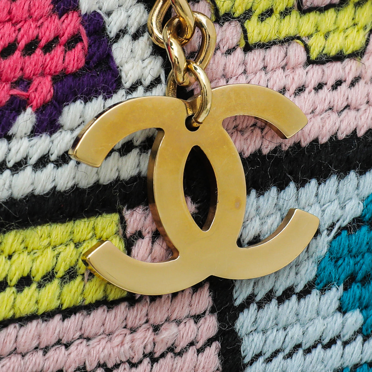 Chanel Black Multicolor Needlepoint Precious Symbols Bag