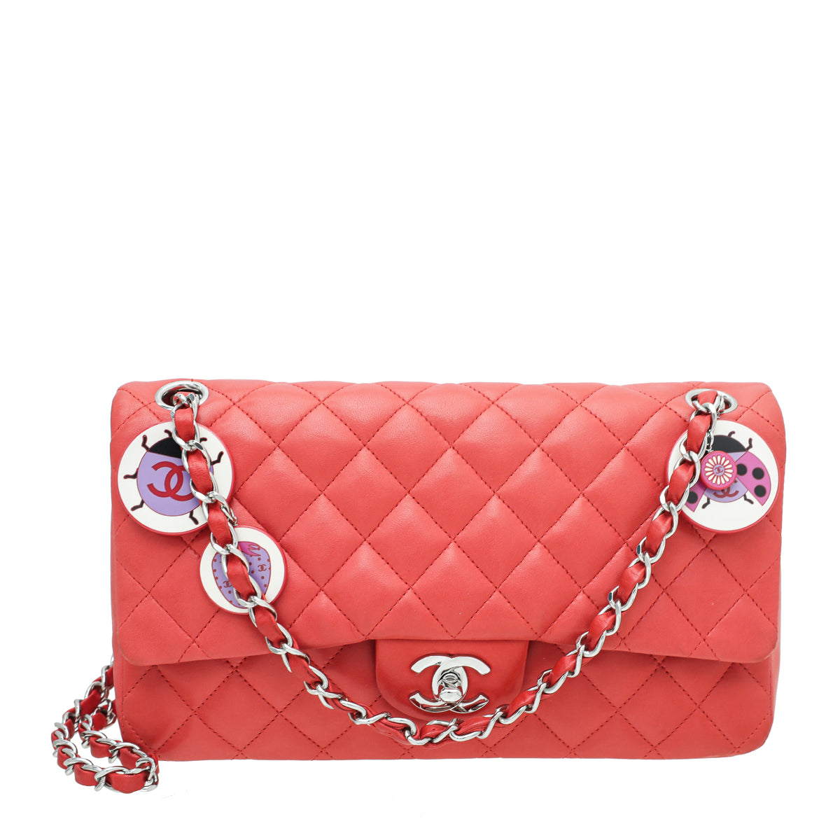 Chanel Light Red Ladybug Single Flap Medium Bag