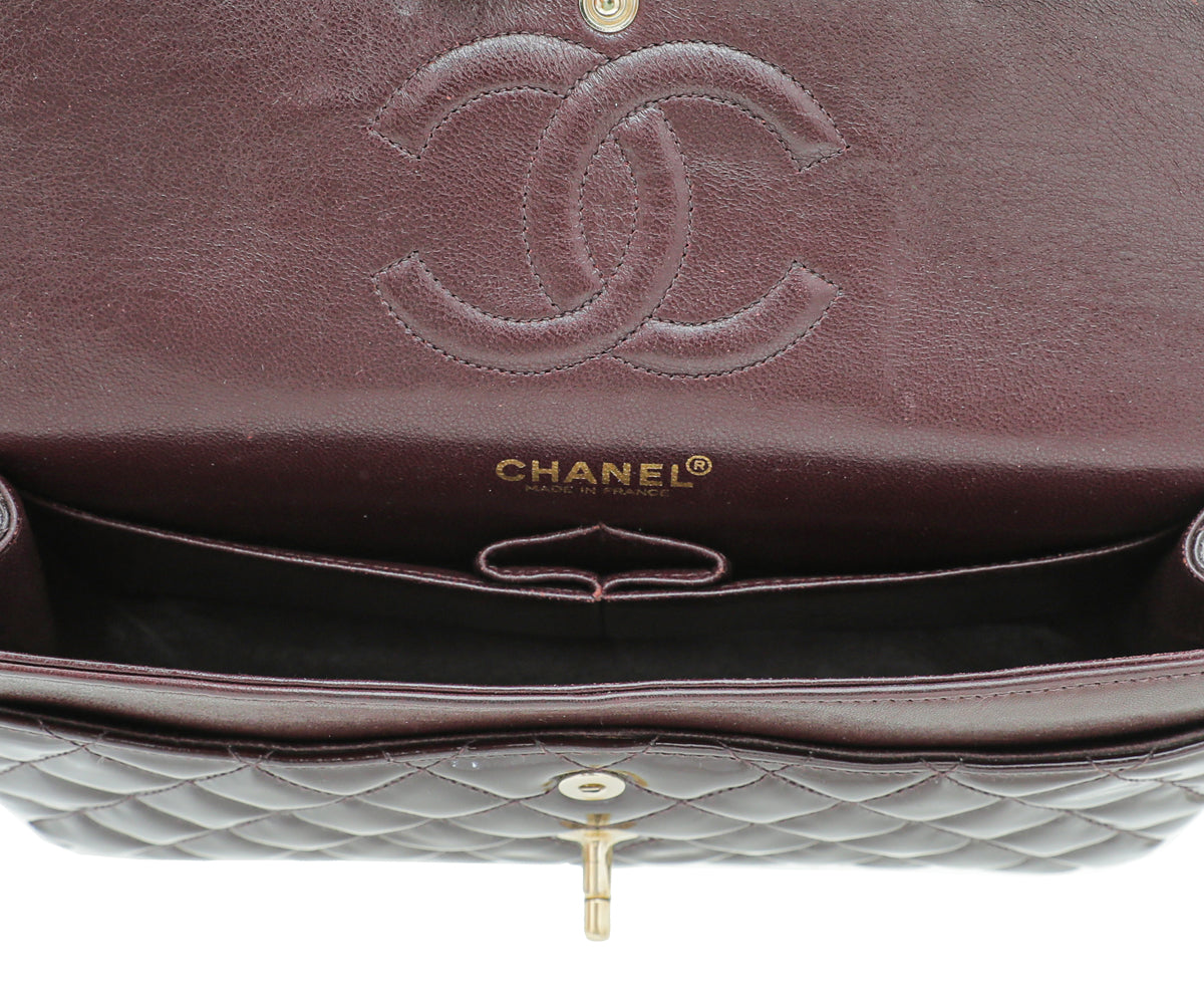 Chanel Burgundy CC Classic Double Flap Medium Bag