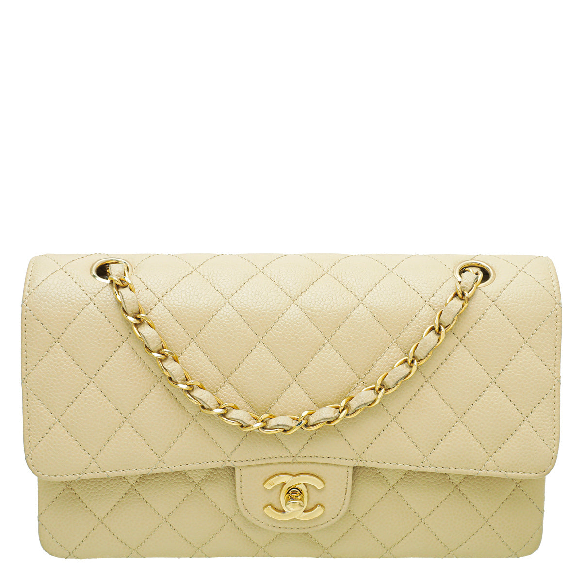 Chanel Beige Classic Double Flap Medium Bag