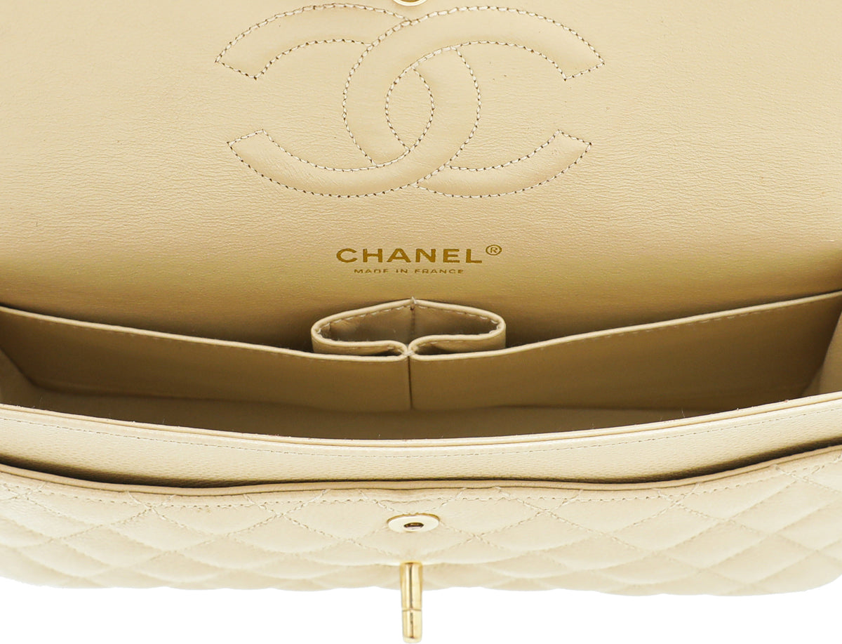 Chanel Beige Classic Double Flap Medium Bag