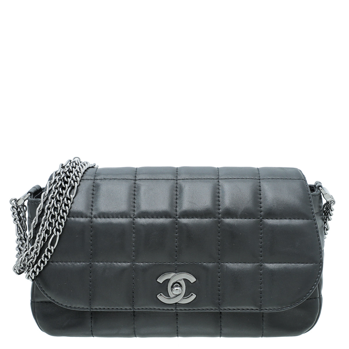 Chanel Black Chocolate Bar Multi Chain Flap Bag