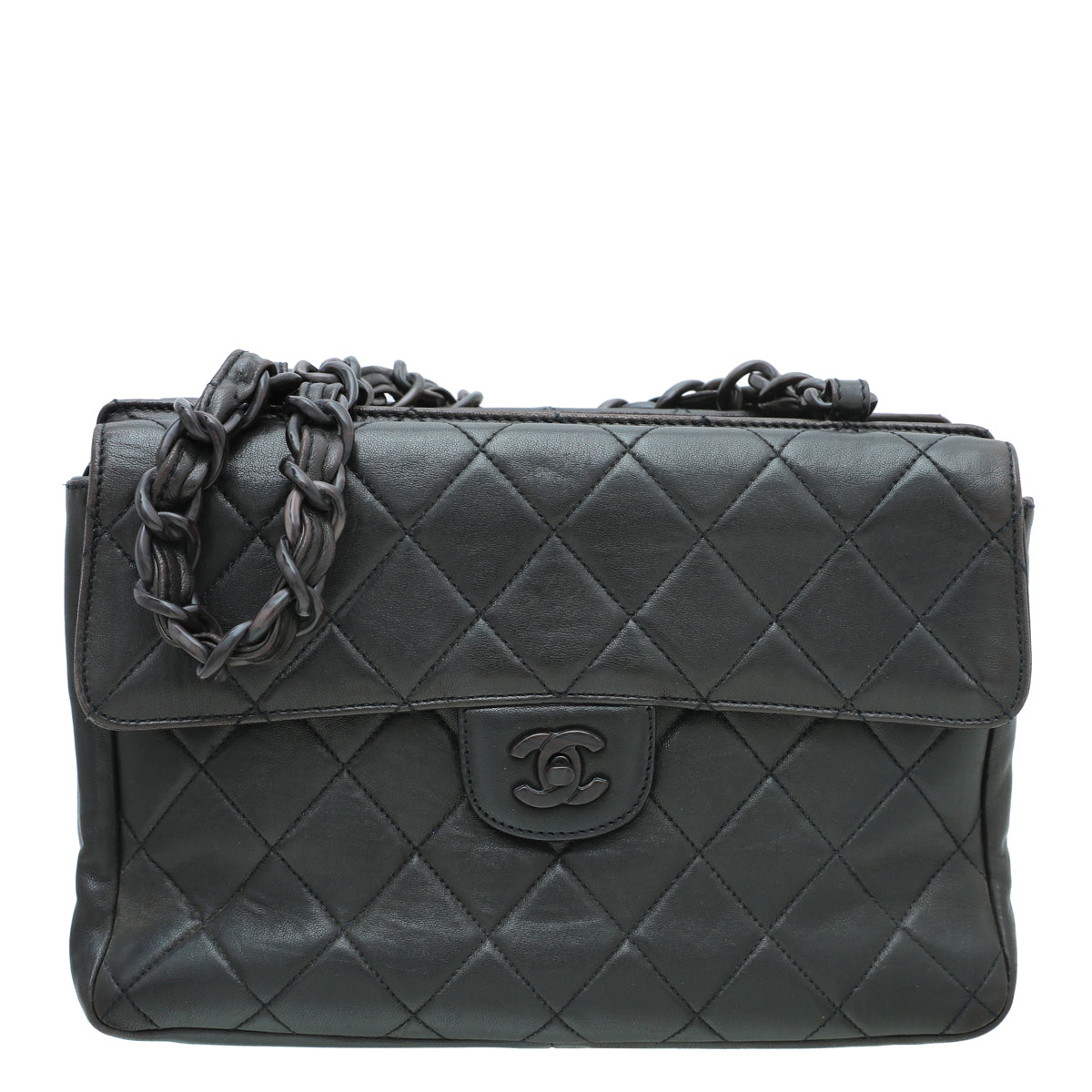 Chanel Chocolate Brown CC Resin Flap Zipped Bag