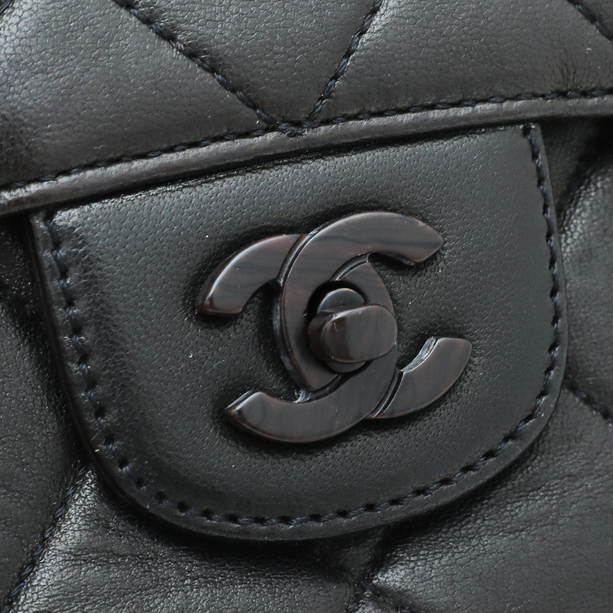 Chanel Chocolate Brown CC Resin Flap Zipped Bag