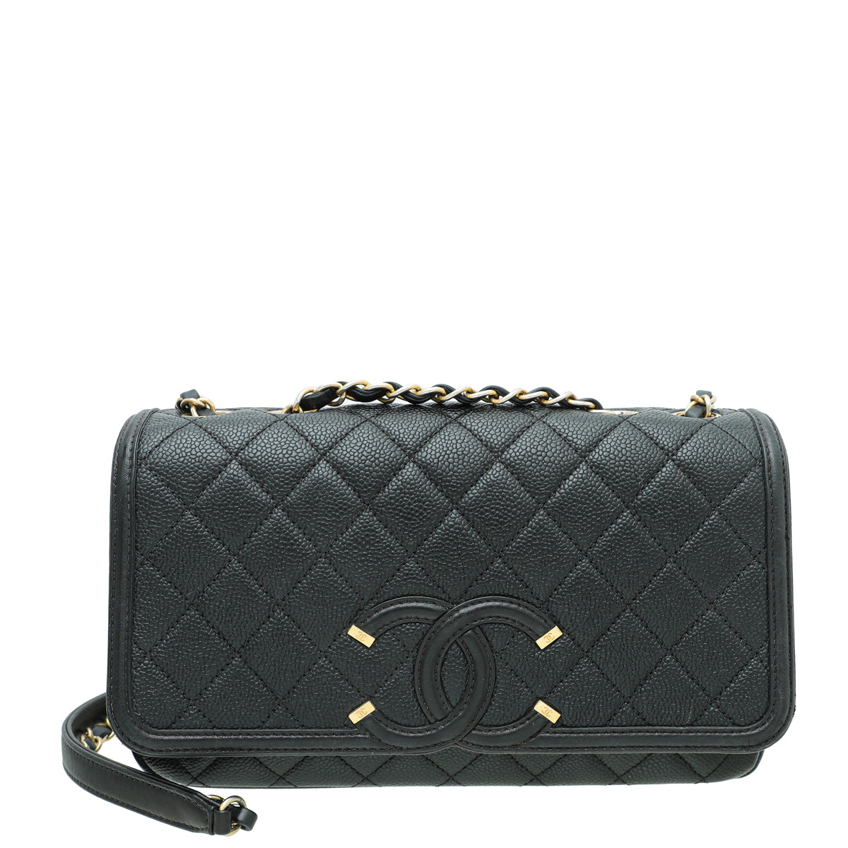 Chanel Black CC Filigree Medium Flap Bag