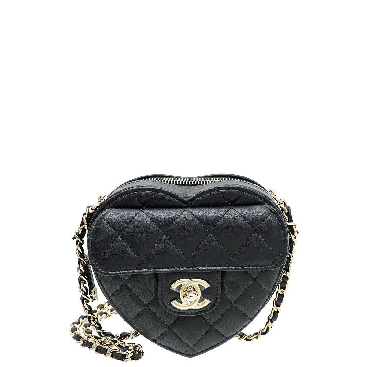 Chanel Black CC In Love Heart Chain Mini Bag