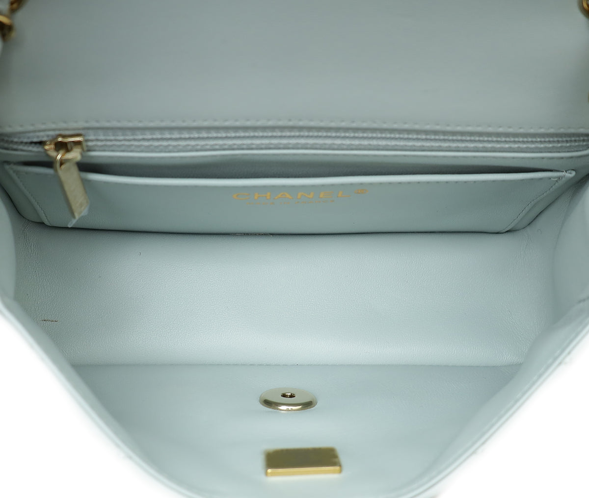 Chanel Light Pearl Grey Mini Rectangular Classic Flap Mini Bag