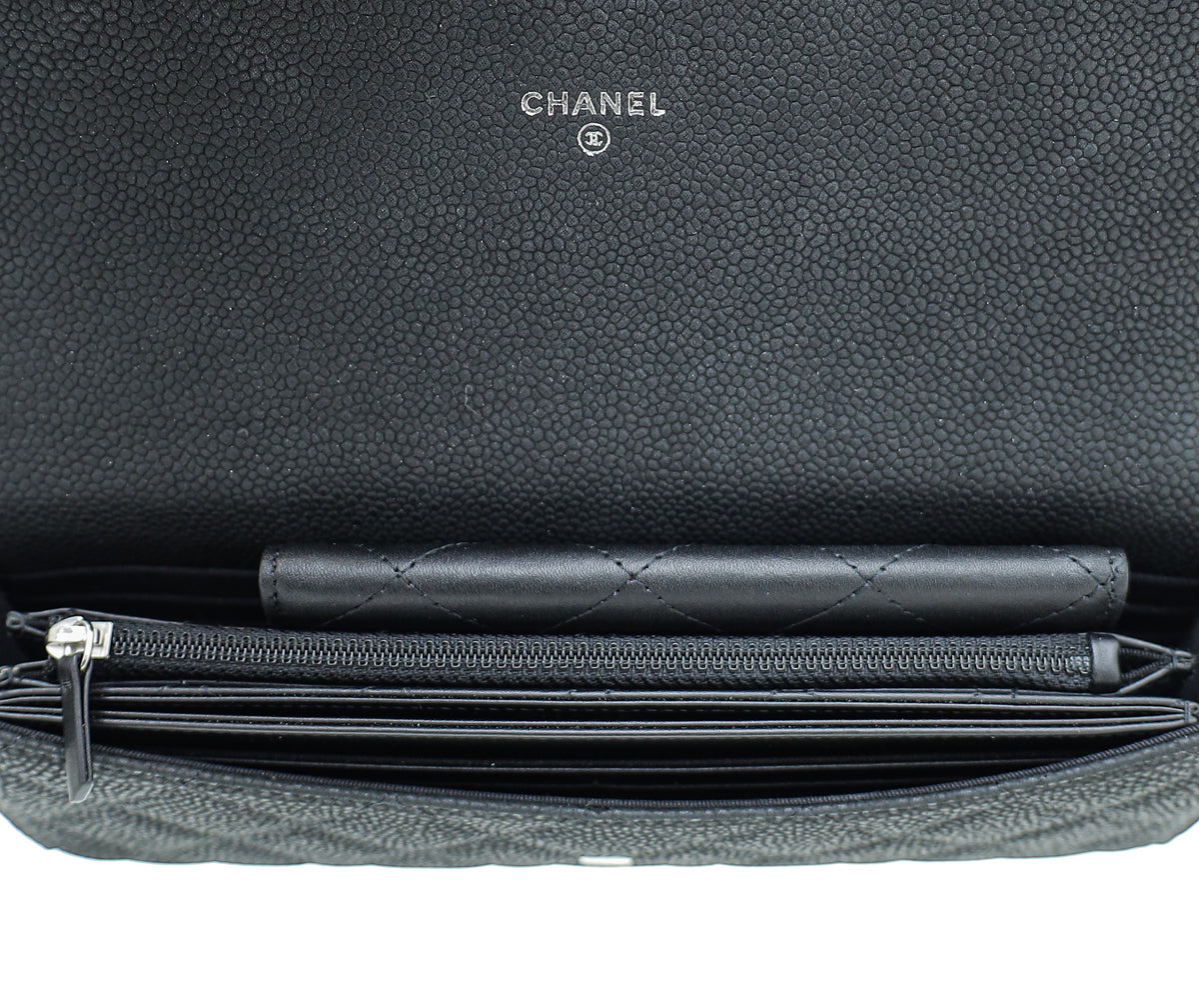 Chanel Black CC Nobuck Long Travel Wallet