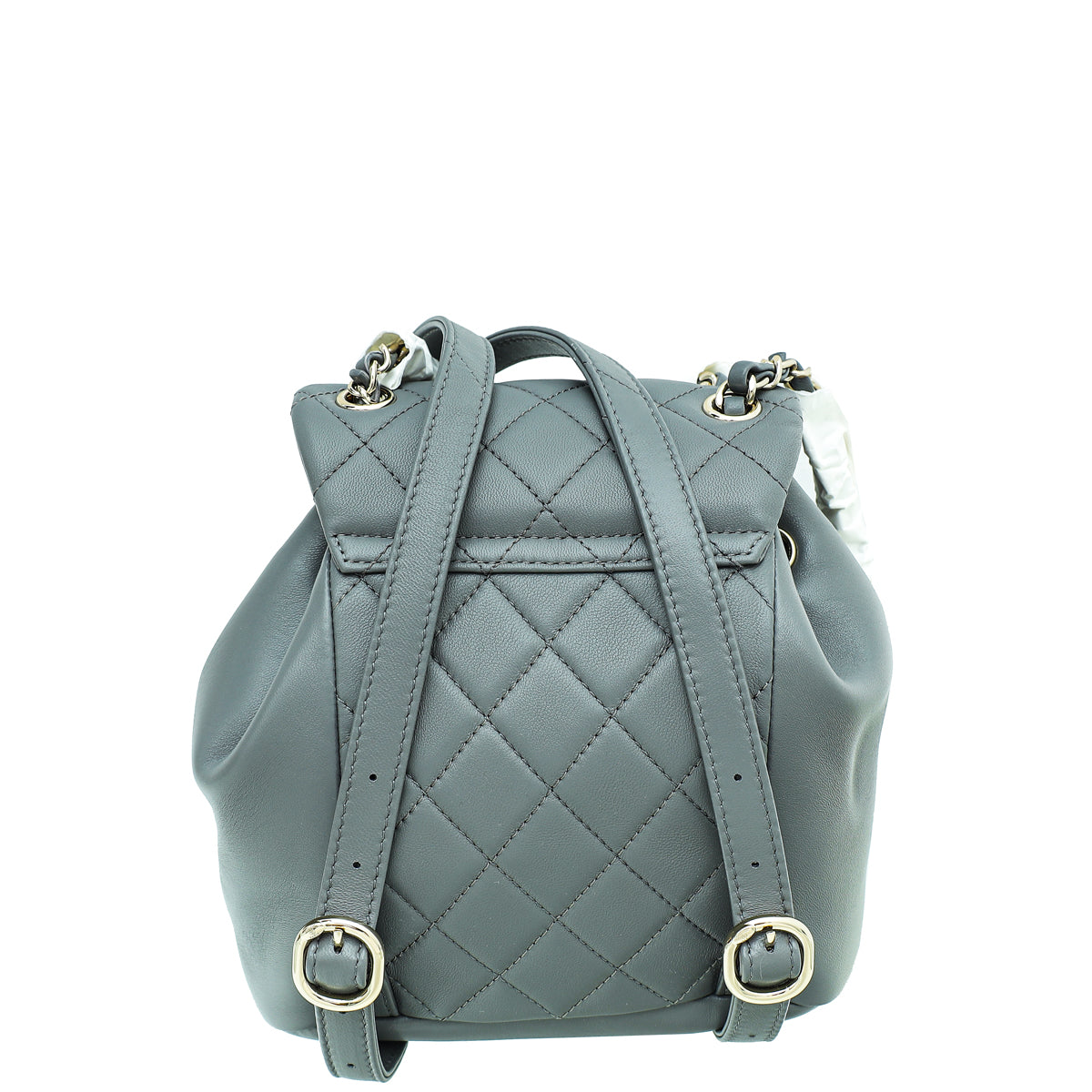 Chanel Grey CC Duma Quilted Small Drawstring Backpack Bag