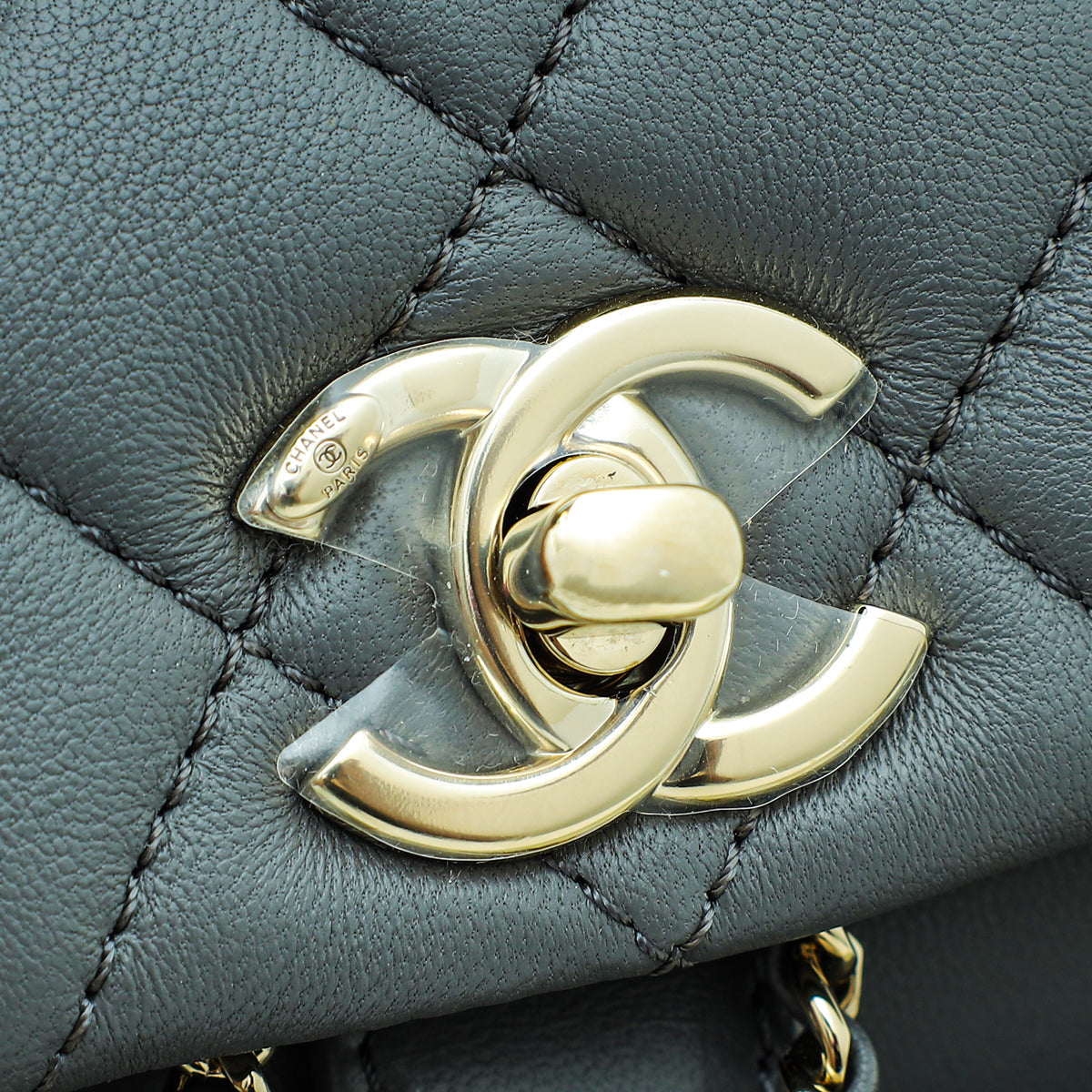 Chanel Grey CC Duma Quilted Small Drawstring Backpack Bag