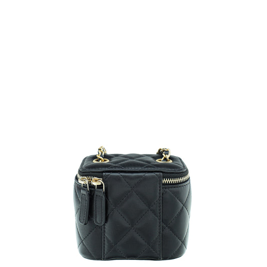 Chanel Black Mini Pearl Crush Vanity Case With Chain