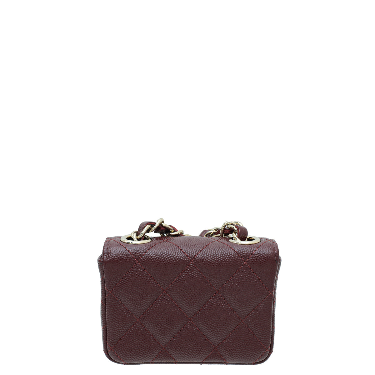 Chanel Burgundy Micro Flap Bag W/ Chain Belt