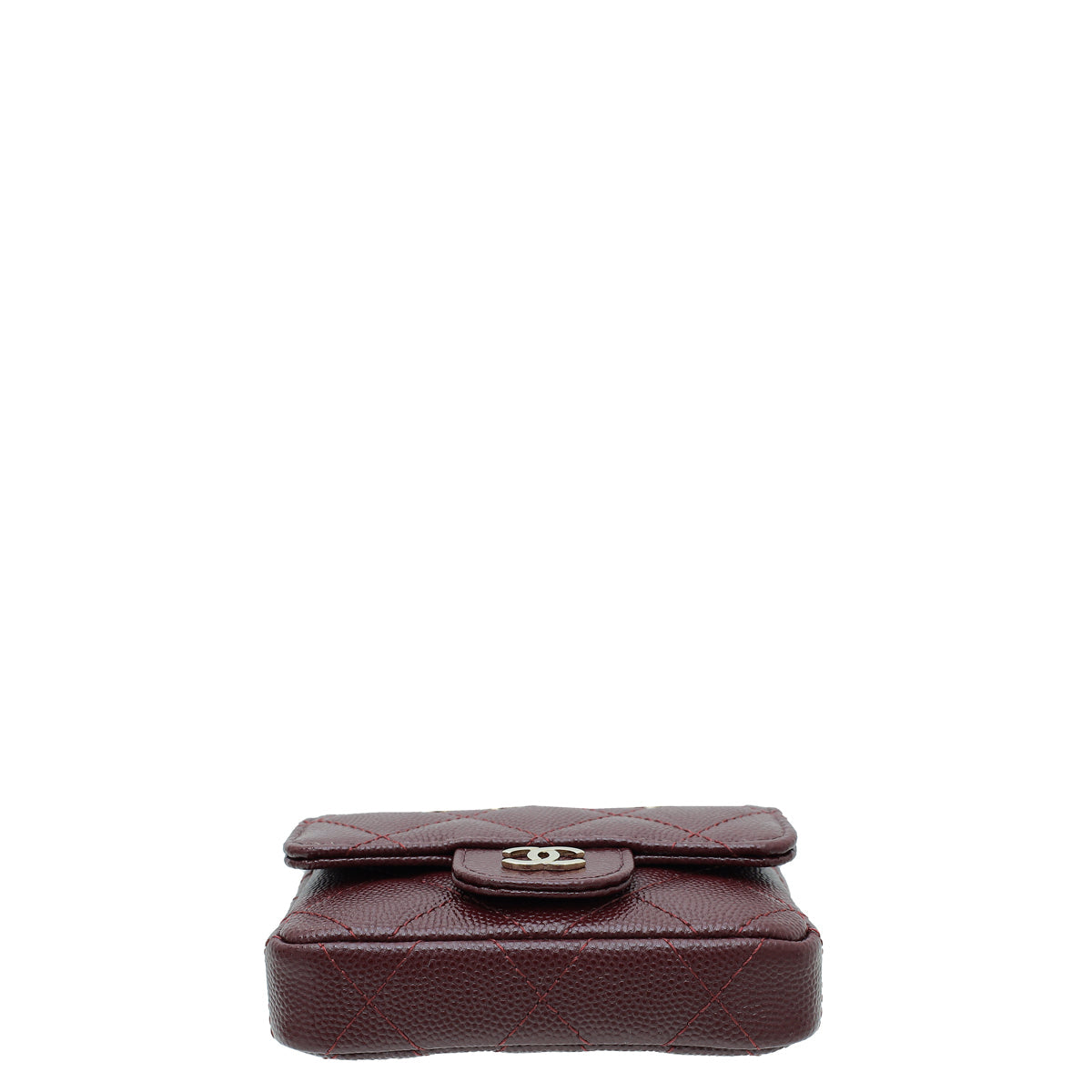 Chanel Burgundy Micro Flap Bag W/ Chain Belt