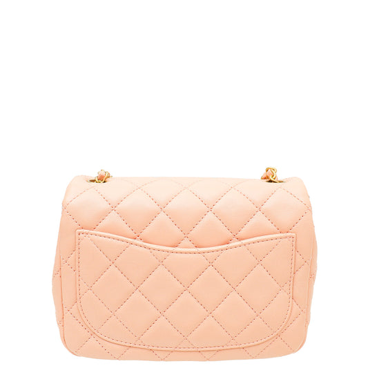 Chanel Peach CC Pearl Crush Flap Bag