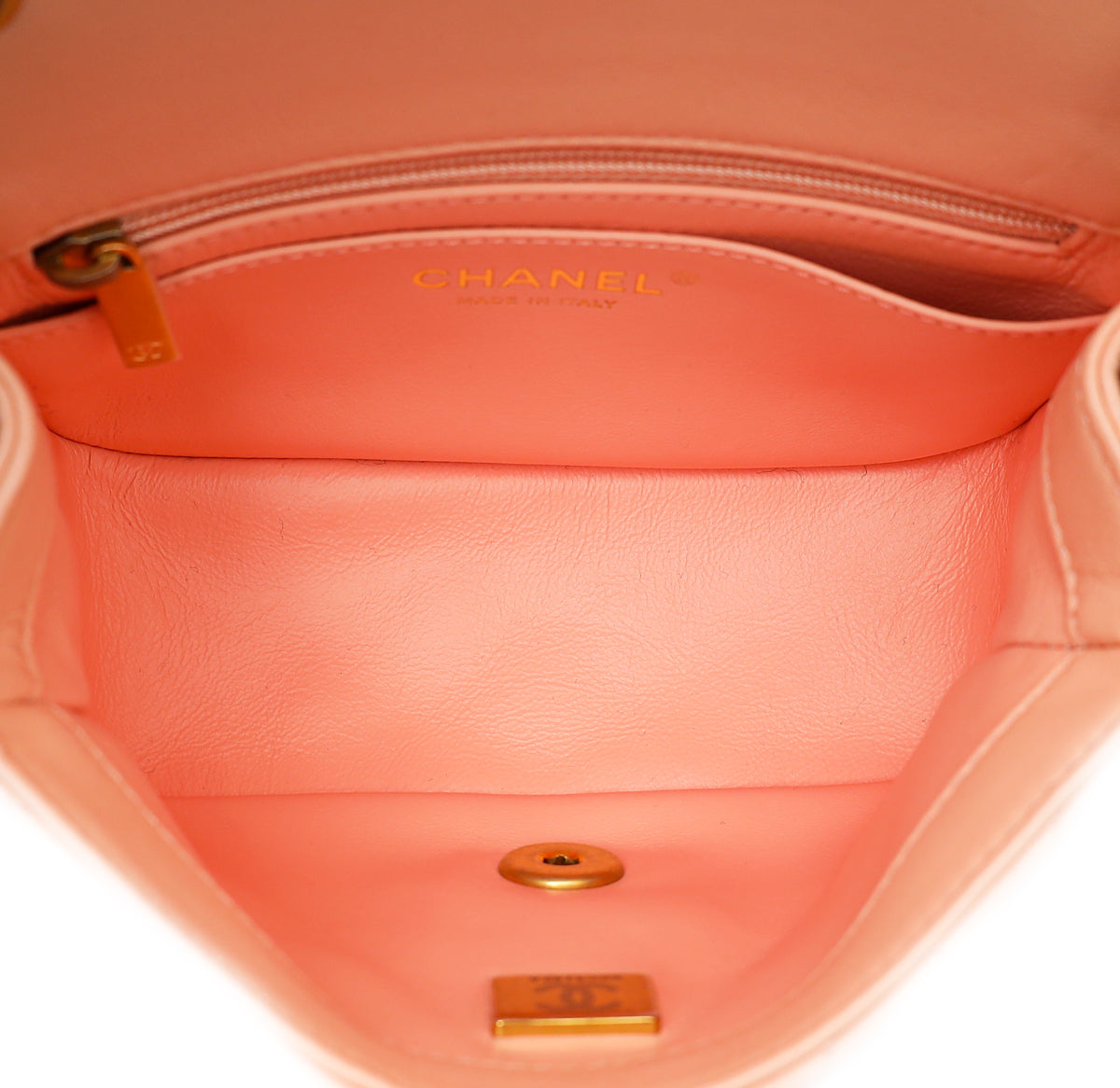 Chanel Peach CC Pearl Crush Flap Bag