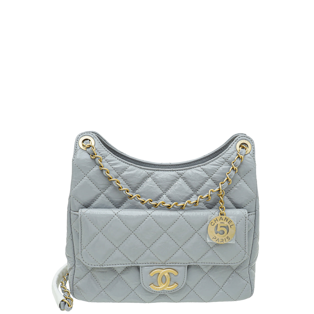 Chanel Grey CC Charm Hobo Bag