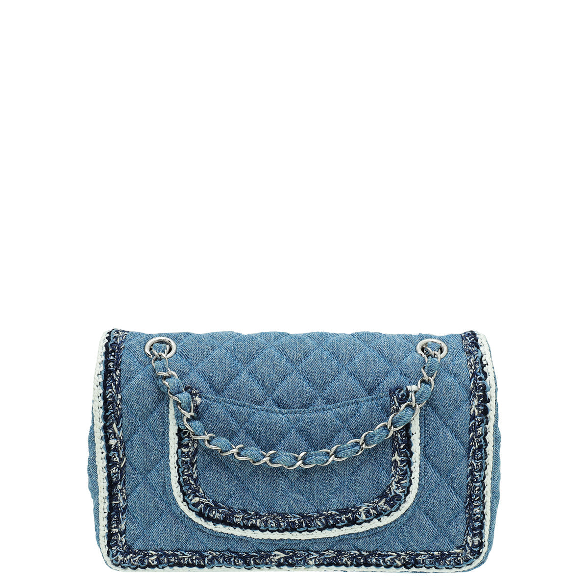 Chanel Blue CC Denim Braided Flap Medium Bag