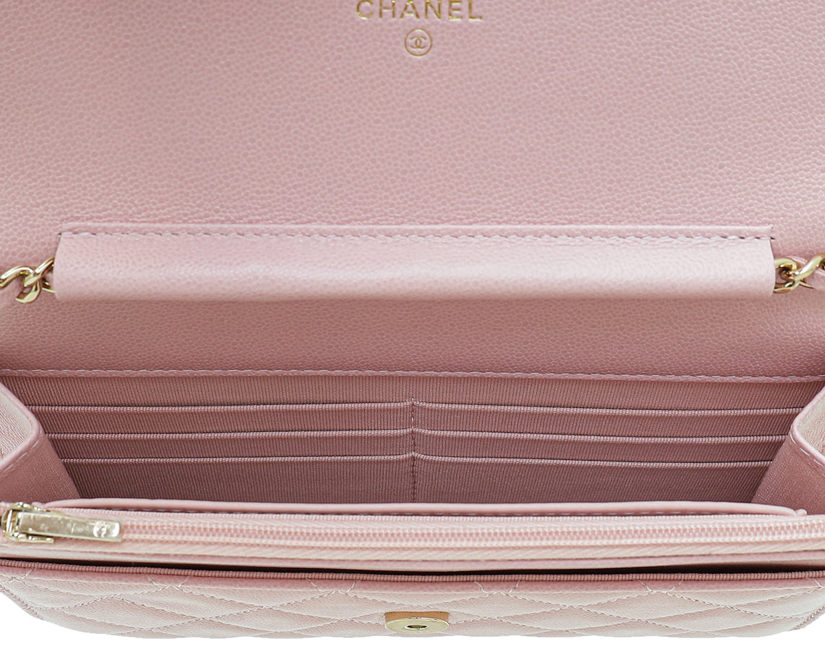 Chanel Pink CC Classic Wallet On Chain