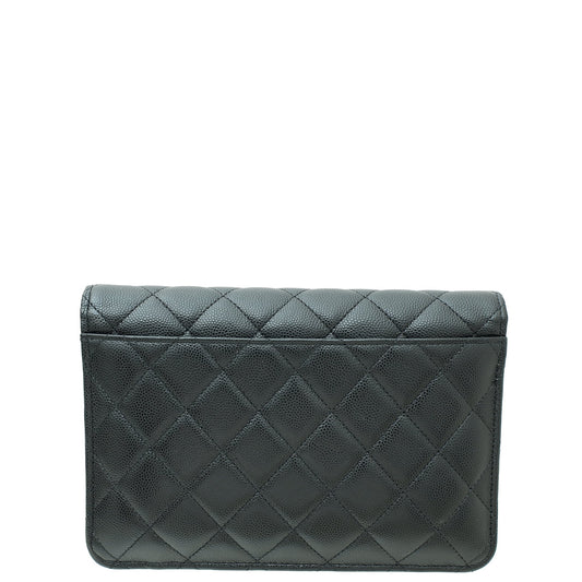 Chanel Black CC Wallet On Chain W/ Passport Holder