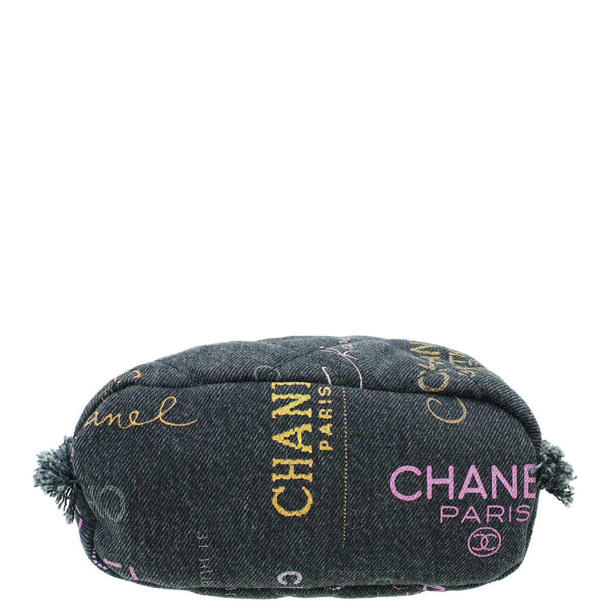 Chanel Black Multicolor CC Denim Quilted Mood Bucket Bag With Chain